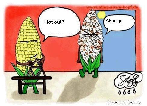 cartoon of corn popping in heat